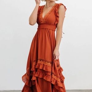Baltic born Jasmine Ruffle Maxi Dress in Rust XXL